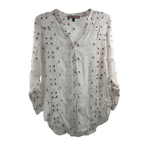Olive Hill White Embroidered Blouse Size M